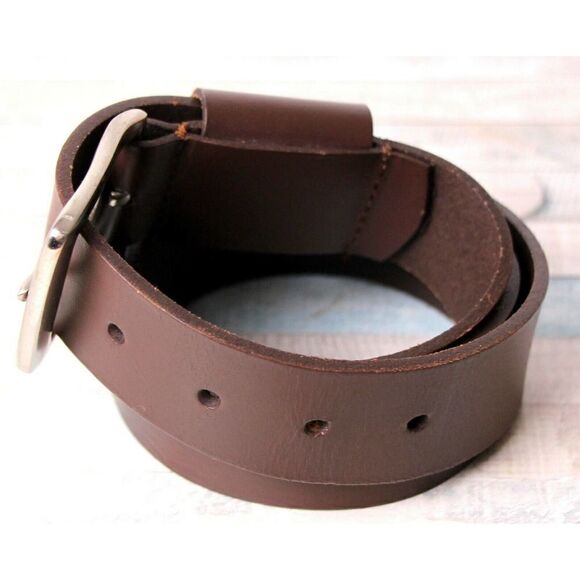 INDIA SADDLE BROWN GENUINE LEATHER 1.5"Wd CASUAL WOMEN'S BELT Sz L (B84 - Picture 3 of 9